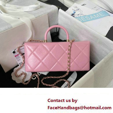 Chanel Quilted Shiny Calfskin  &  Gold-Tone Metal box Bag AS4471 Pink 2023